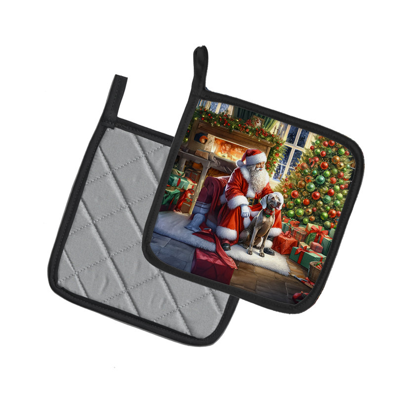 Caroline's Treasures Moments With Santa Polyester Potholder Set
