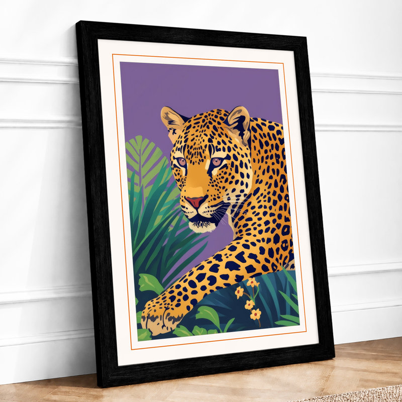 Golden Leopard Art Deco - Framed Print, A1 - 84.1 x 59.4 cm, Black