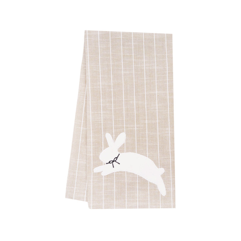Serviette blanche à rayures, Beige / blanc rayé blanc