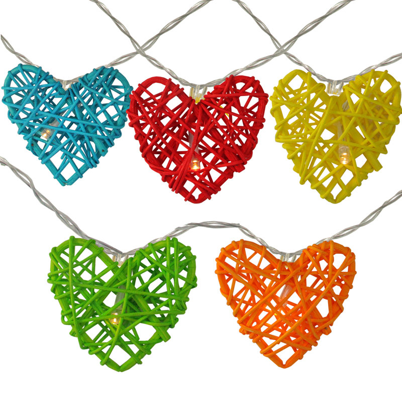 Guirlande de 10 cœurs colorés pour la Saint-Valentin