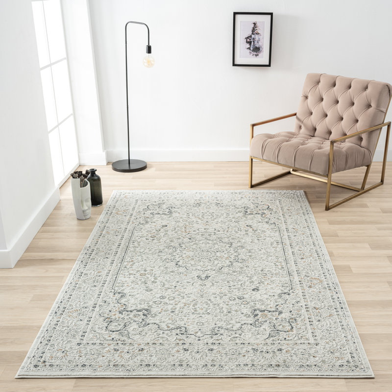 Tapis oriental gris clair tissé à la machine 2 pi x 3 pi Oriental, Rectangle 2 pi x 3 pi