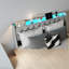 Lit moderne avec rangement, tête de lit à DEL en métal pour petite maison
