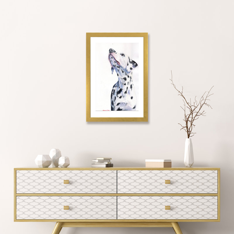 Décoration murale pour enfants dalmatien, H 24 po x l 16 po x P 1 po, Papier encadré doré