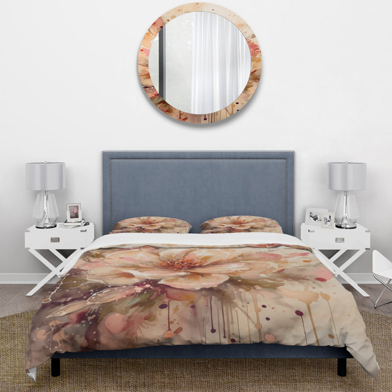Ensemble de housse de couette Emotion Of Beige Red Peony Flower I Bedding, Housse de couette pour très grand lit et 2 très
