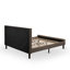 Ensemble de lit 3 pièces - 1 très grande base de lit en tissu de lin brun capitonné et tête de lit capitonnée à boutons avec 2 tables de chevet en bois - Table de chevet à finition jacobine patinée-1024715987