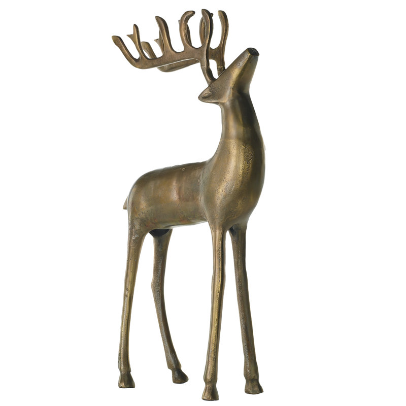 Figurine de renne en métal faite à la main The Holiday Aisle® 