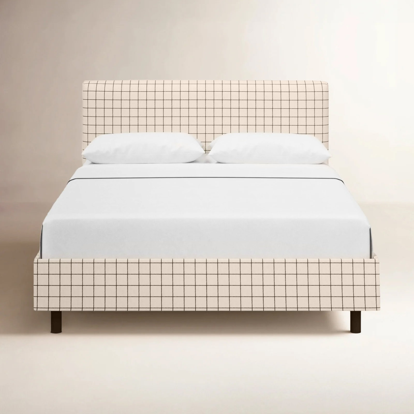 Avila Cotton Upholstered Bed, California King, Evelyn Natural Asbtract