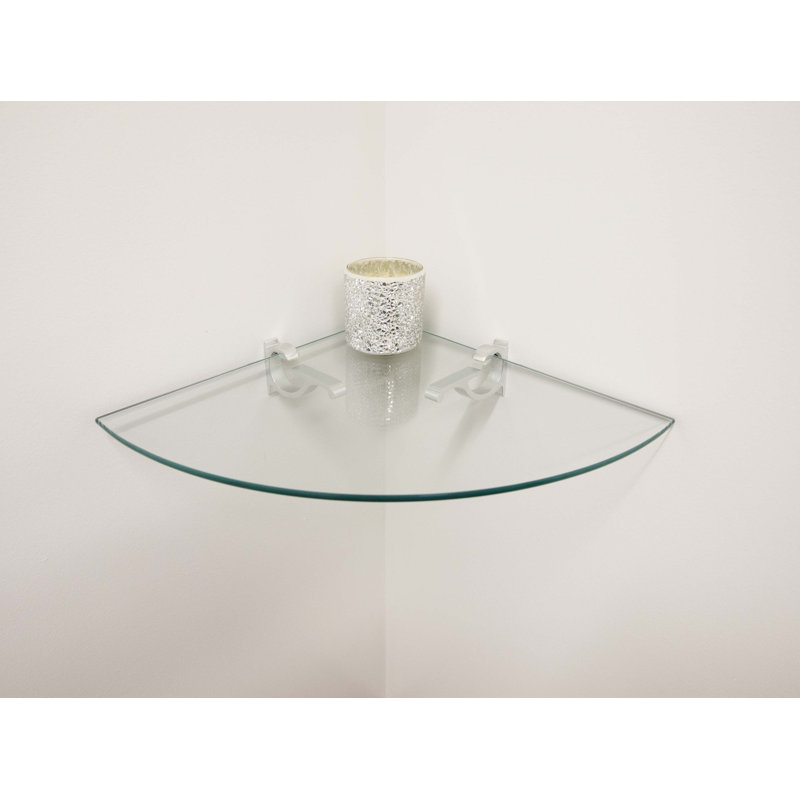Tablette d'angle en verre, Chrome