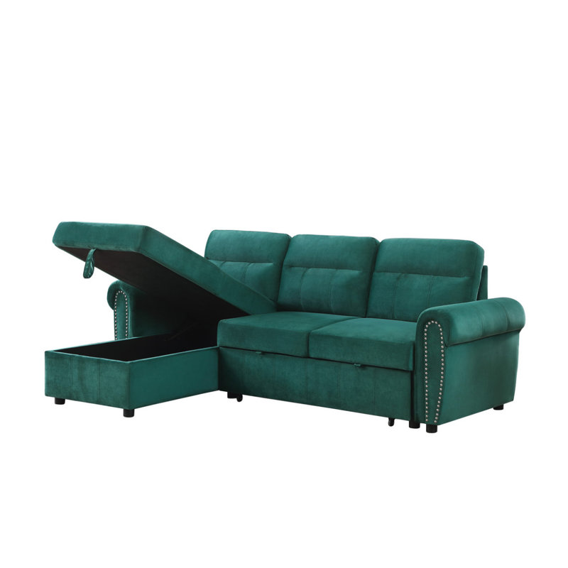 Canapé-lit modulaire réversible en tissu de velours 96,5 po Modern Sofa Ashton, Velours vert