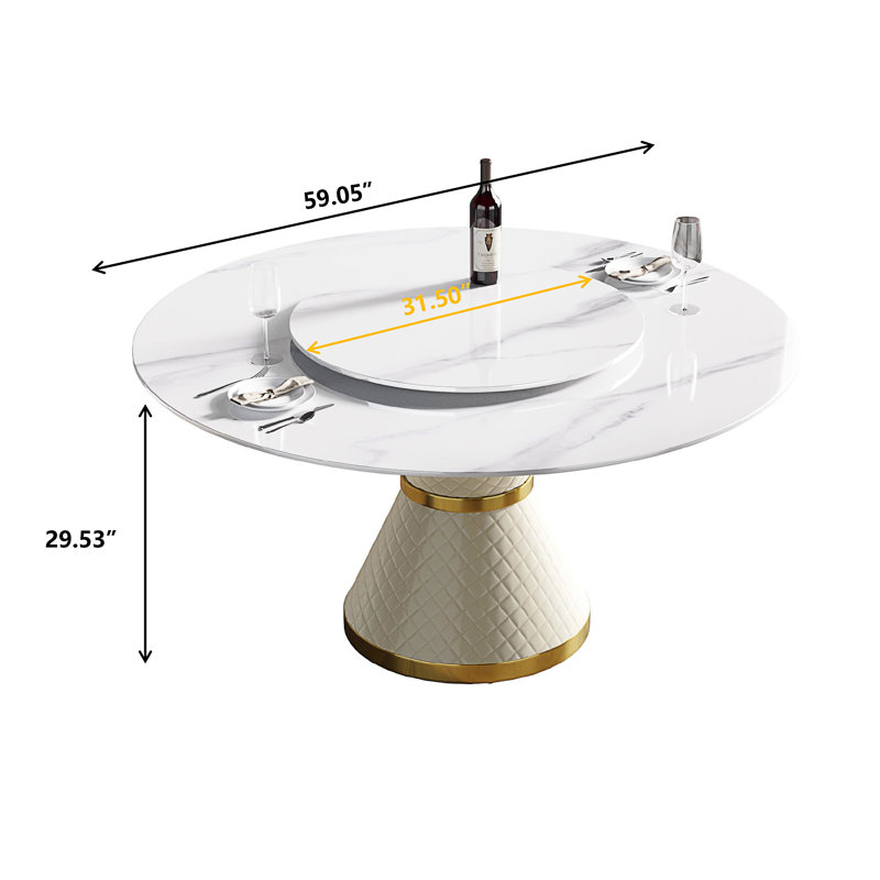 Marther rond 59,05 po, Blanc, Mable blanc