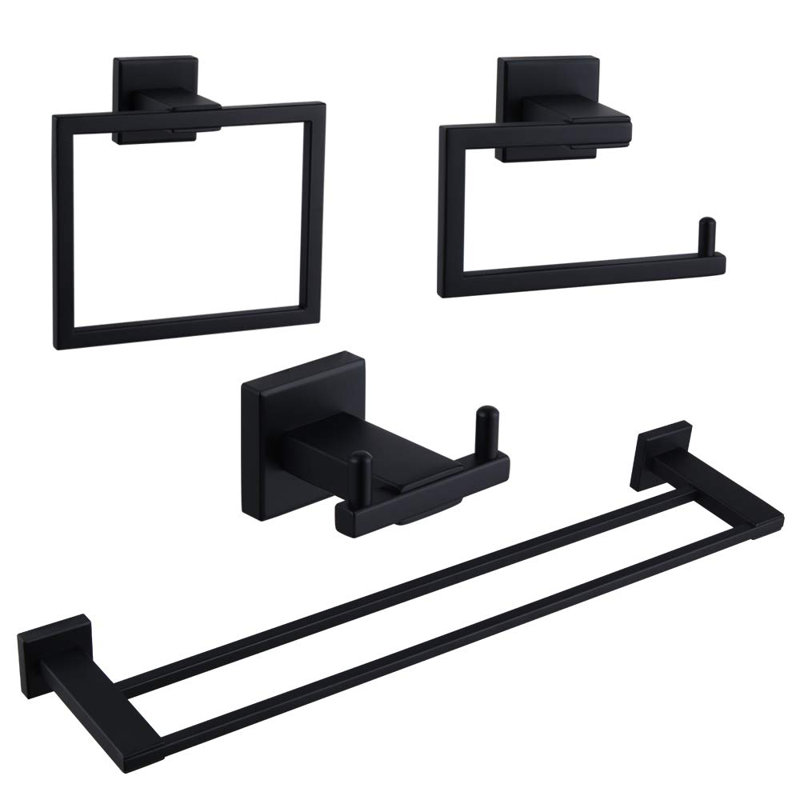 4 - Piece Bathroom Hardware Set, Matte Black