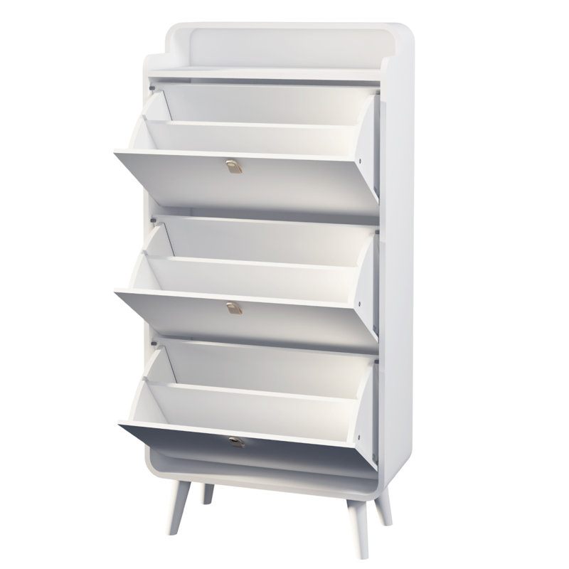 Modern Arc Design Shoe Cabinet With 3 Drawers,Shoe Storage Cabinet For Entryway,Outdoor Finish