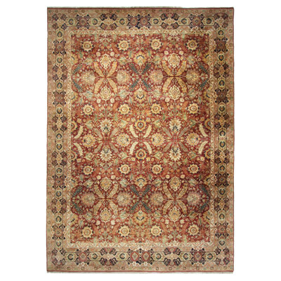 Tapis surdimensionné rouille / beige noué à la main 16 x 23 Royal