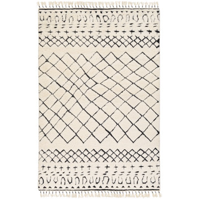 Meknes Wool Geometric Area Rug in Cream