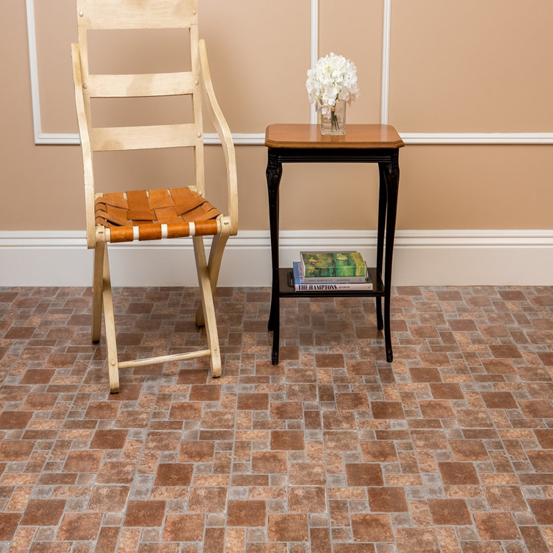 Woven Trends Tivoli Self Adhesive Vinyl Floor Tiles, 45 Pcs, 12" X 12", Brick Pavers