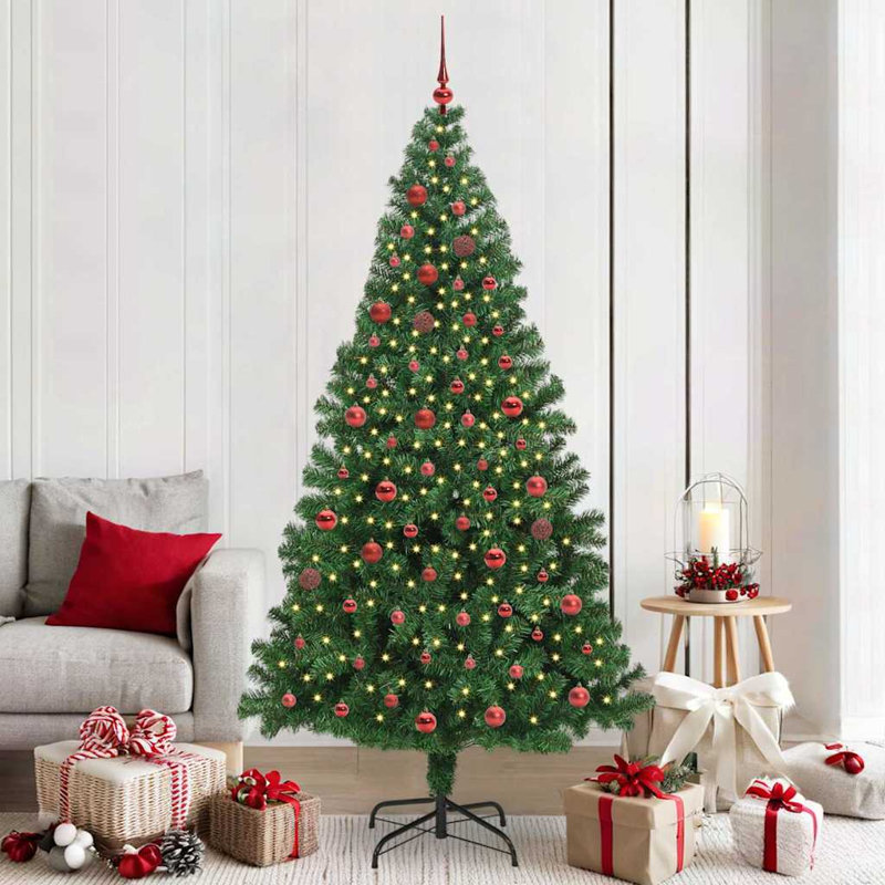 vidaXL Artificial Christmas Tree with 150 LEDs with Stand Green, 6.89 ft