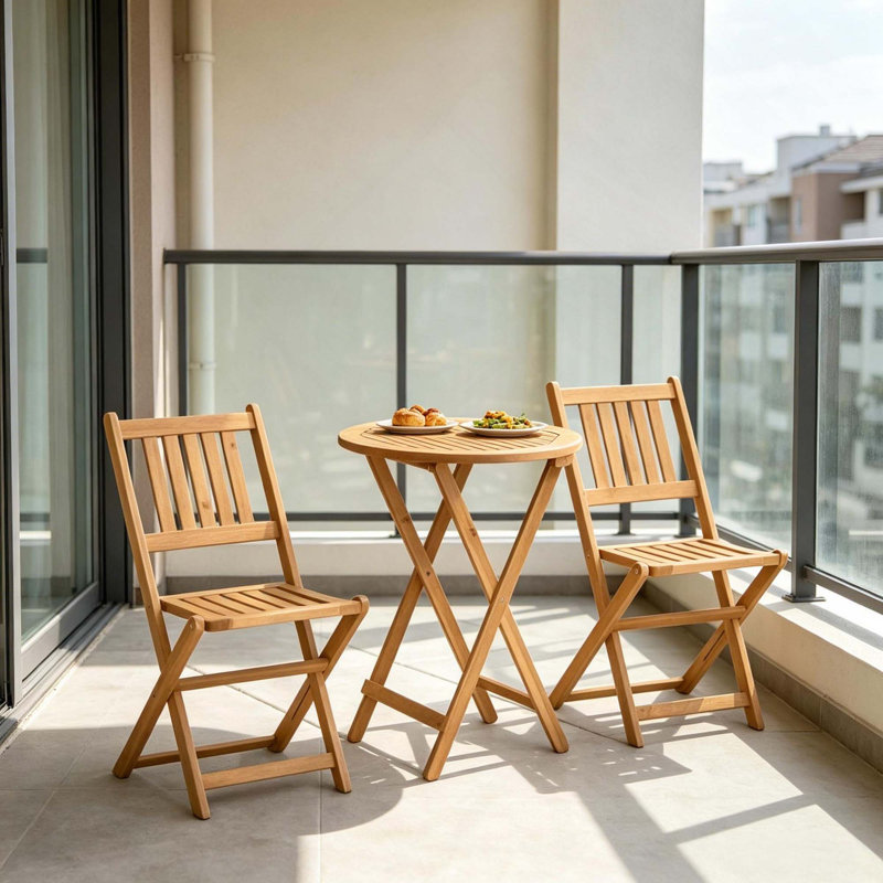 Ensemble de mobilier de bistro en bois pliable, ensemble de conversation 3 pièces