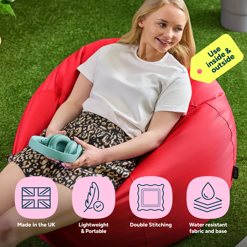Teen Classic Water-Resistant Bean Bag Chair, Red
