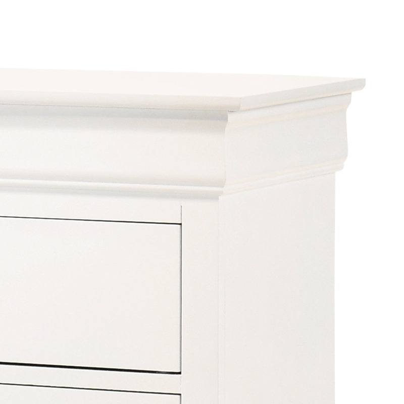 G02190-d Commode de chambre blanche - Style traditionnel avec détails