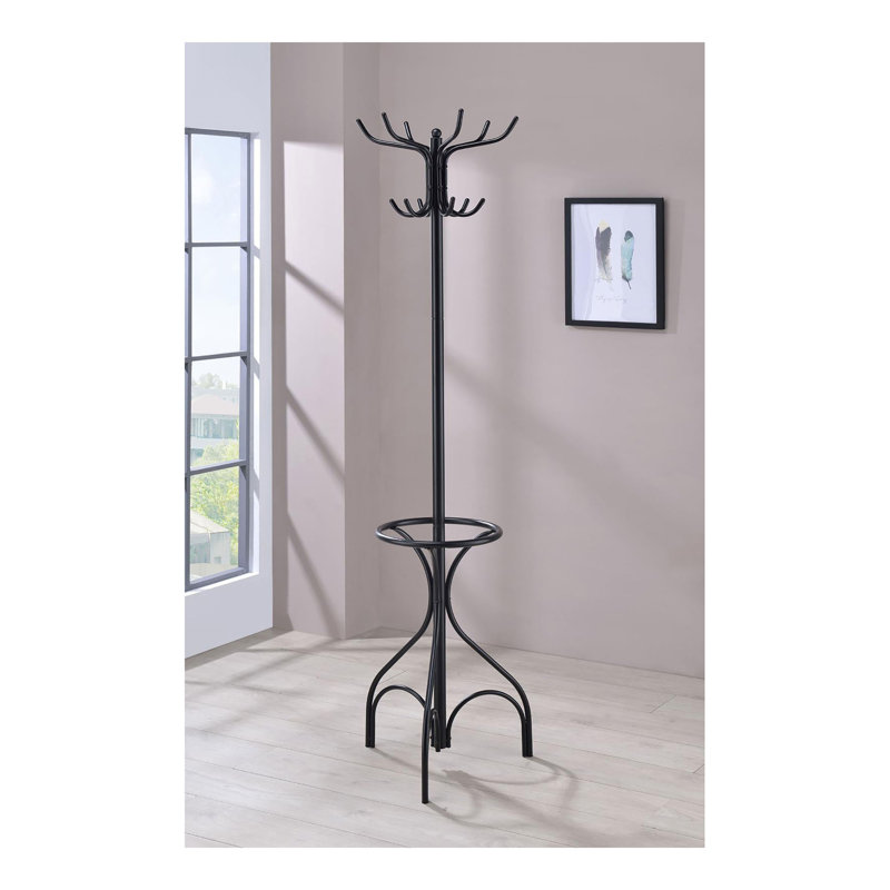 Black 12-Hook Coat Rack