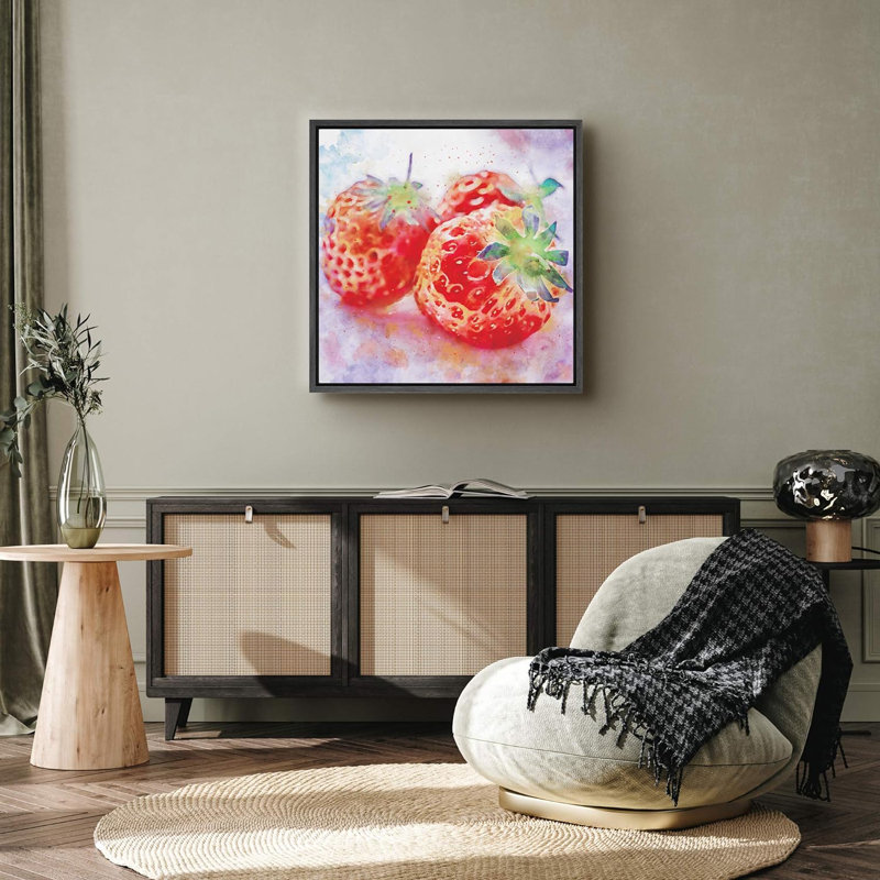 Aquarelle, éclaboussure, fraise, trio de fruits, réalisme, nature rustique, détente / calme, néon multicolore, impression sur toile