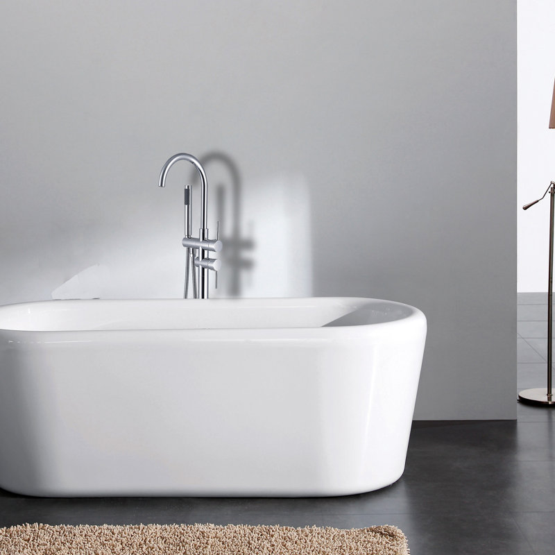 Robinet de baignoire autoportant avec douche à main - Fabrication robuste en métal, look, 46,1 po Profondeur, élément de salle de bain moderne, largeur et hauteur de 6,64 po, profondeur