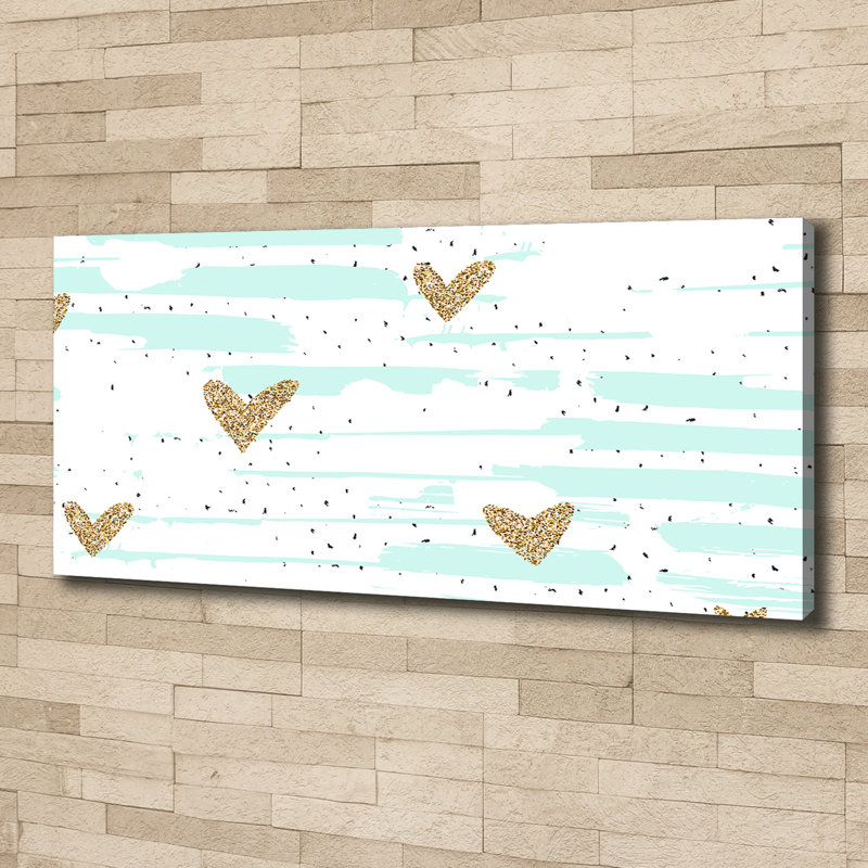 Golden Hearts Background - Wrapped Canvas Print