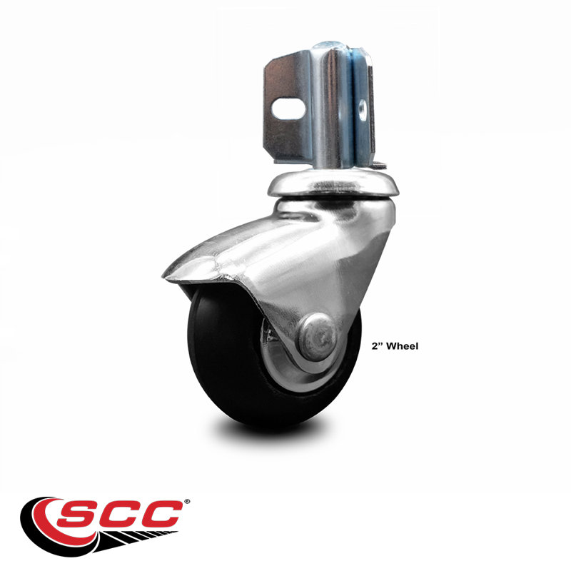 Bright Chrome Neoprene Rubber Caster Corner Mount Bracket SCC