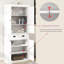 Armoire de rangement pour garde-manger de 71 po en blanc, 4 portes, tiroir, 2 tablettes réglables. Autoportante pour la salle à manger, la salle de séjour, la lessive. Armoire design avec tablettes - blanc.