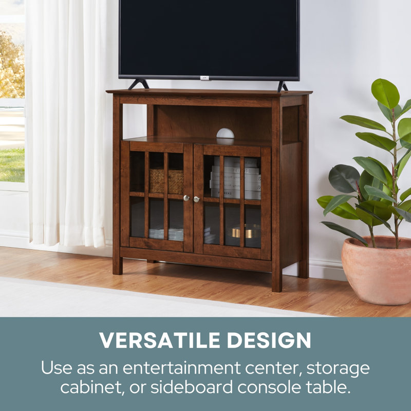 Bamard 40" TV Stand with Storage Cabinets, Dark Walnut