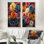 Multicolore Zinnias Mixed Collage - ensemble d'art mural sur toile Zinnias