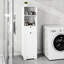 Boîte à linge à un compartiment - blanc, fabriquée en E1, peignant pour une solution de rangement avec armoire blanche avec compartiment compact, tiroir, et optimisation de l'espace peint