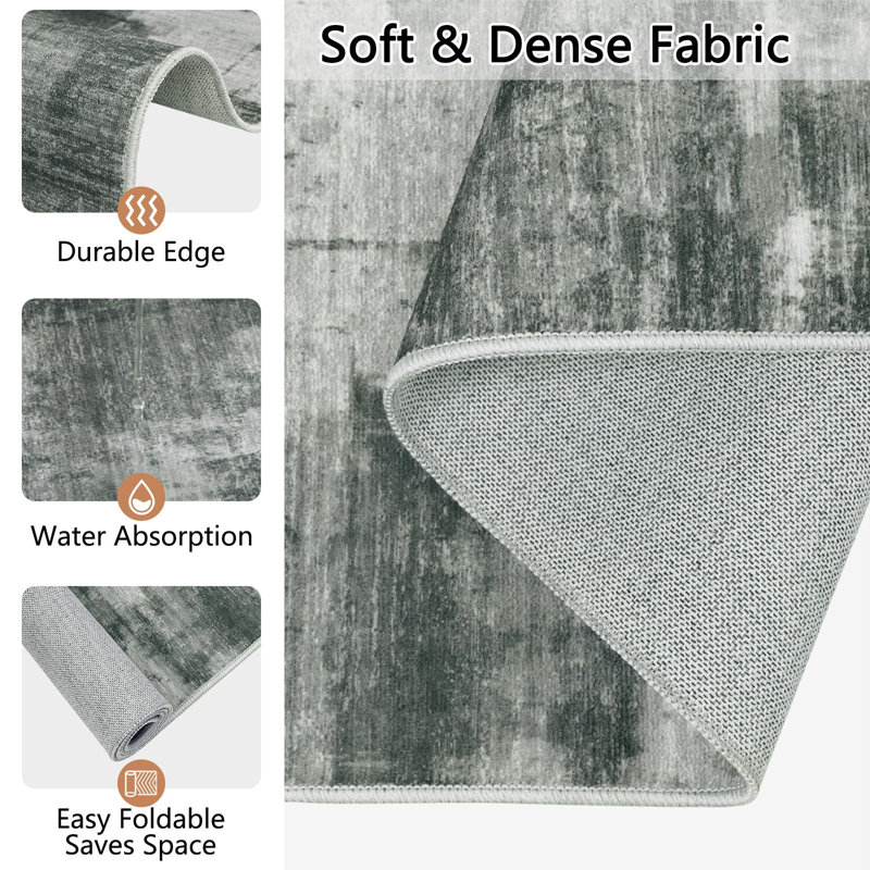 Abstract Polyester Anti-Fatigue Non-Skid Kitchen Mat, Dark Grey