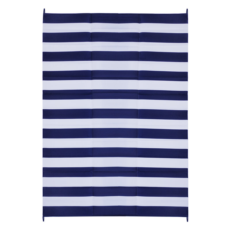 Tapis d'extérieur Mayur, Bretagne - bleu / blanc, Rectangle 9 pi x 12 pi