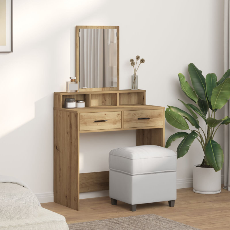 79 X 41 X 140 Cm Mirror Vanity Unit, Artisan Oak