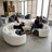 Oversized Modular Round Sectional Sofa allowed up to 12 adults – 151" Beige Boucle Upholsted, 4-Piece living room sofa Set, Rearrangeable Curved Couch