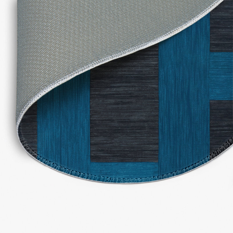 Tapis intérieur / extérieur noir à carreaux, Rond 5 pi