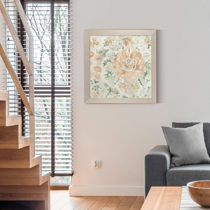 Tuile de jardin terre cuite, H 17 po x l 17 po x P 1,5 po, Toile blanche encadrée