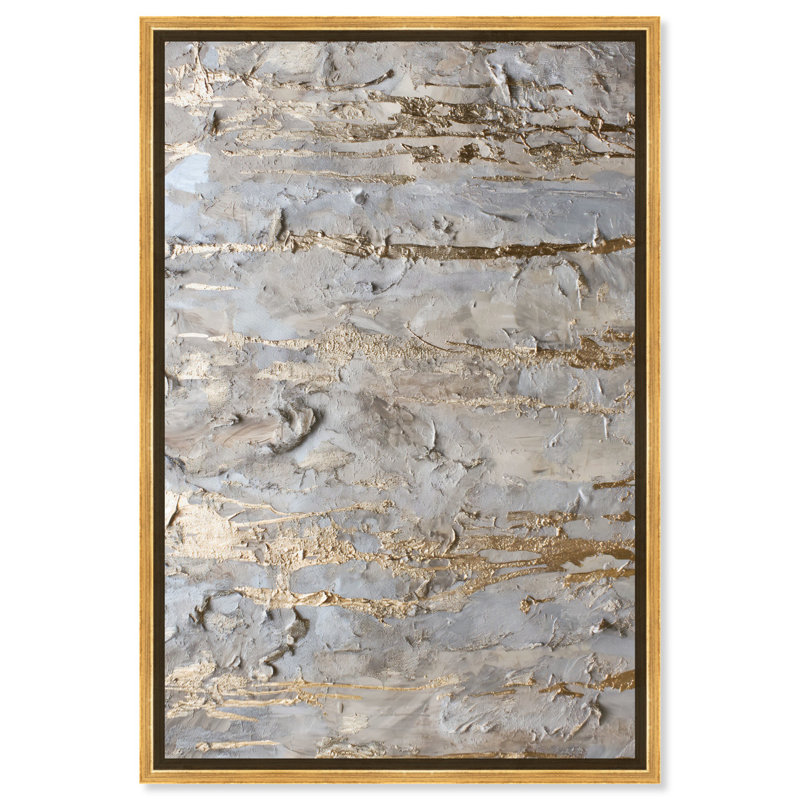 «Celestial Gold Canvas Elegant Gold Abstract» par Art Remedy, H 55 po x l 37 po, Cadre noir