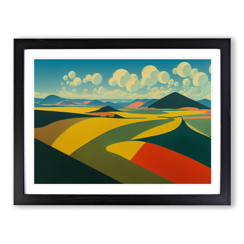 Abstract Meadow Landscape Vol.2 - Framed Print, 46cm H x 64cm W x 2cm D, Black