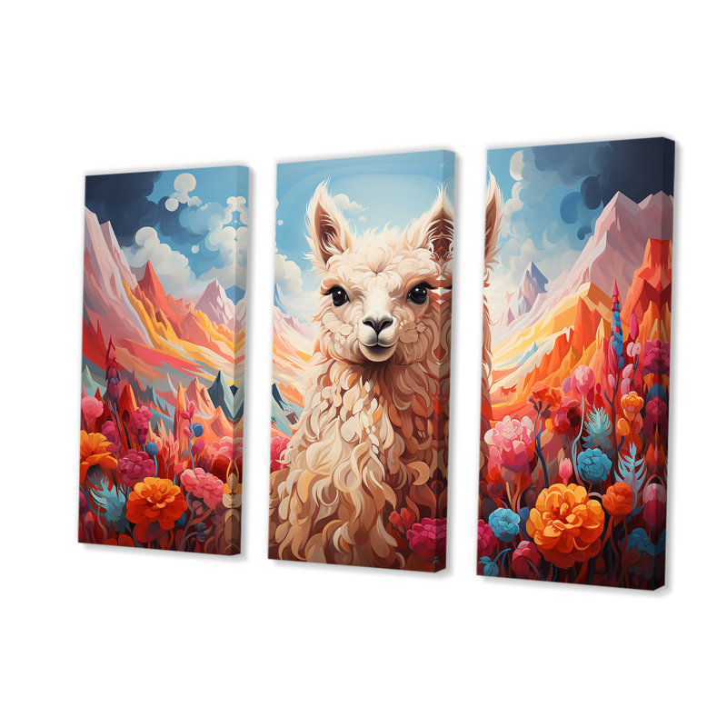 Enchanting Alpaca Valley - Alpaca, art mural, Toile tendue, H 32 po x l 48 po x P 1 po