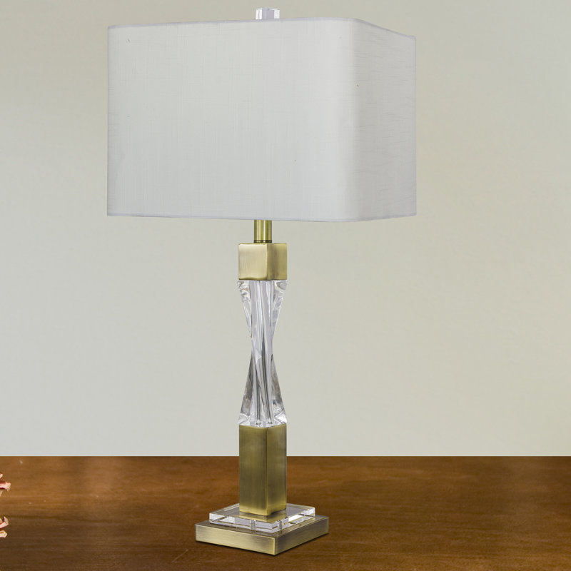 Riddleville Crystal Table Lamp, Antique Brass, White
