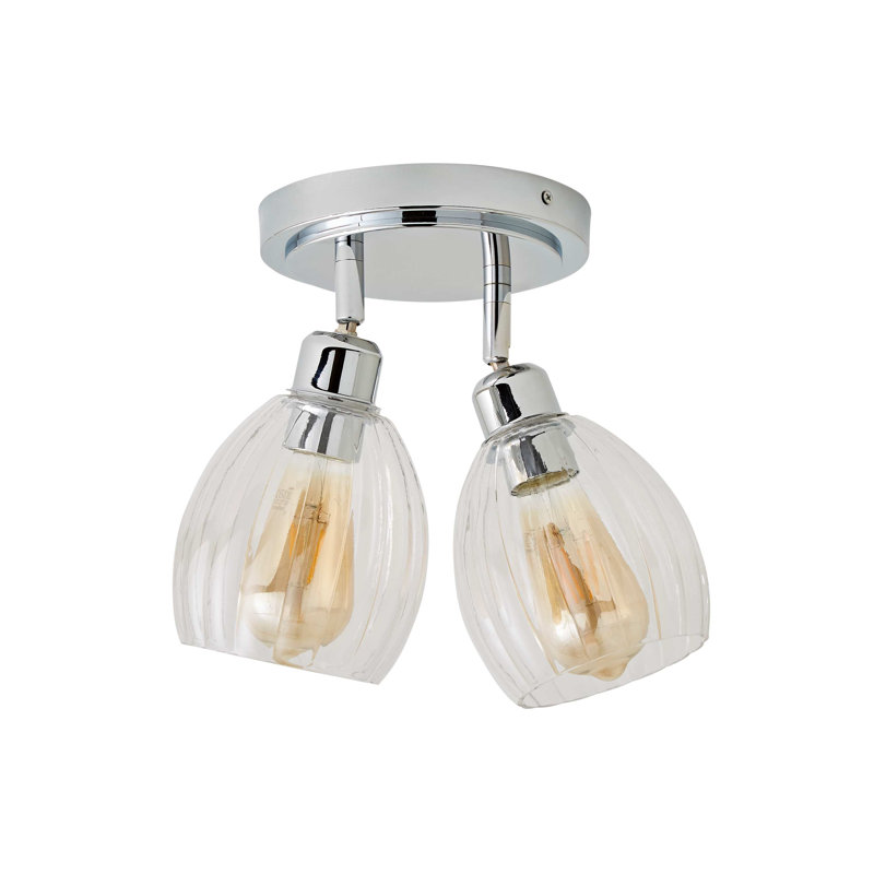 Alaynah Glass Semi Flush Mount, Chrome