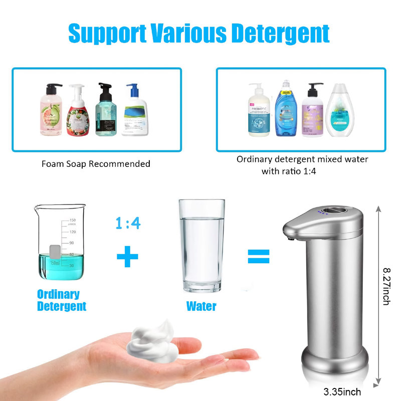 Intexca Automatic Soap Dispenser, 300ml Infrared Motion Sensor, Foam Soap for Home, Kitchen, Bathroom