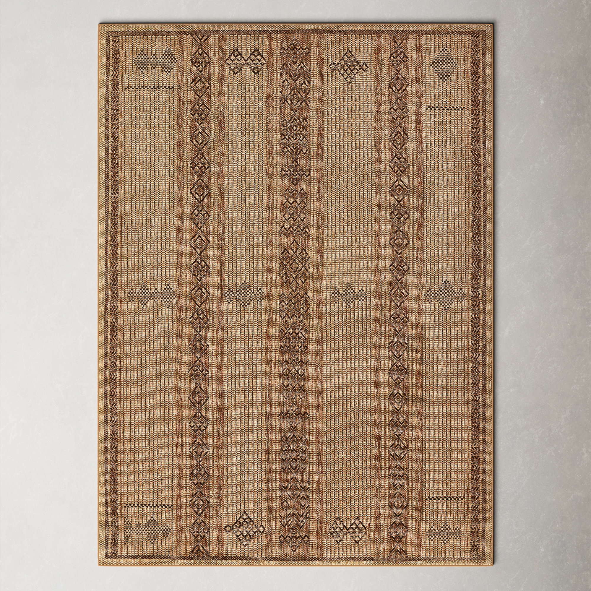 Ava Brown/Beige Indoor/Outdoor Rug, Rectangle 5'3" x 7'