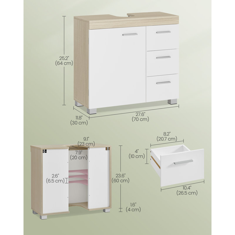 Samiras Freestanding Under Sink Cabinet, Sonoma Oak/White