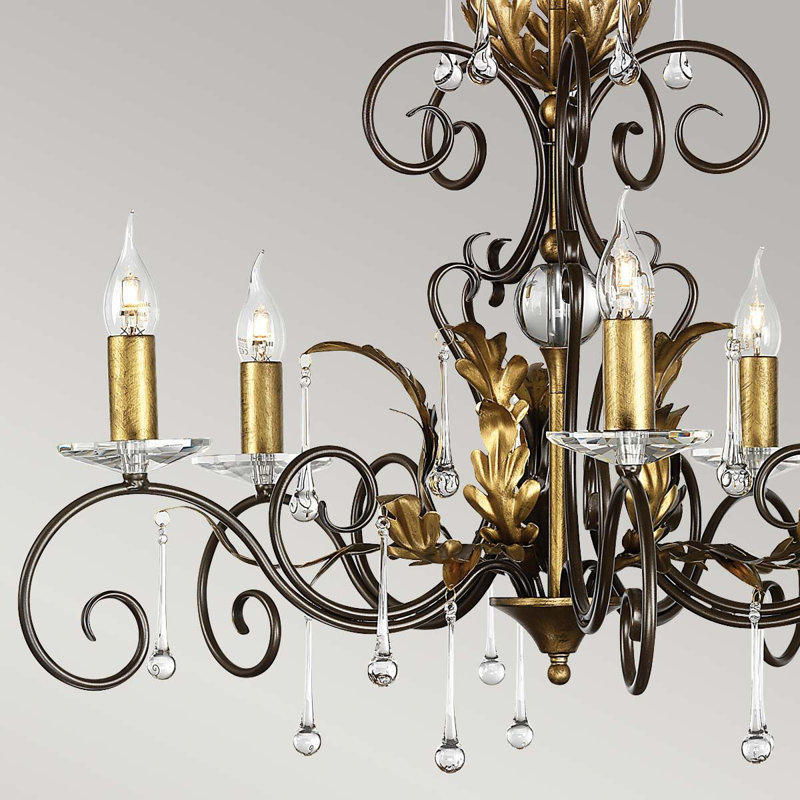 Barcroft 5 - Light Candle Style Chandelier, Bronze/Gold