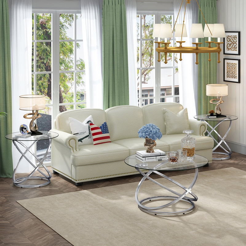 Table de bout avec plateau en verre Lakhraj, Chrome chrome, Clair