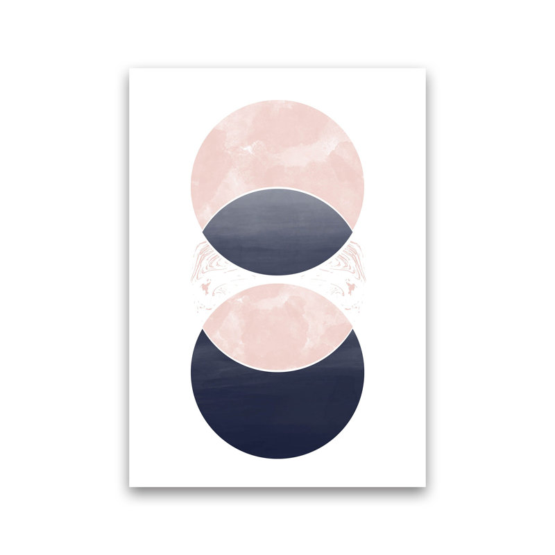 Navy And Marble Pink 1 by Pixy Paper - Print, Unframed, 84cm H x 59.4cm W x 1cm D