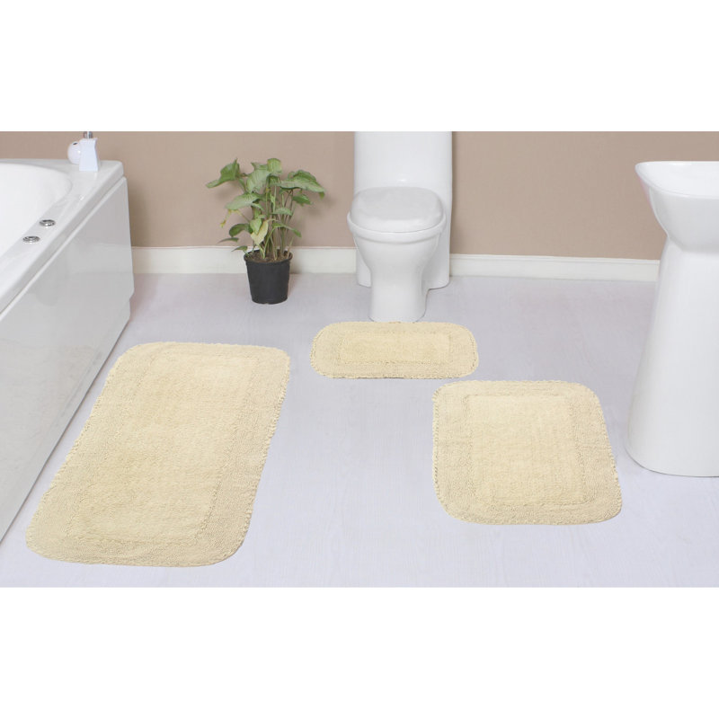 Ensemble de tapis pour salle de bain 3 pièces Aceyon, Ivoire